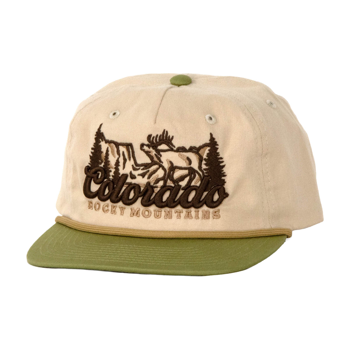 Saloon - Ivory/Olive Brushed Uns Hat - Embroidered