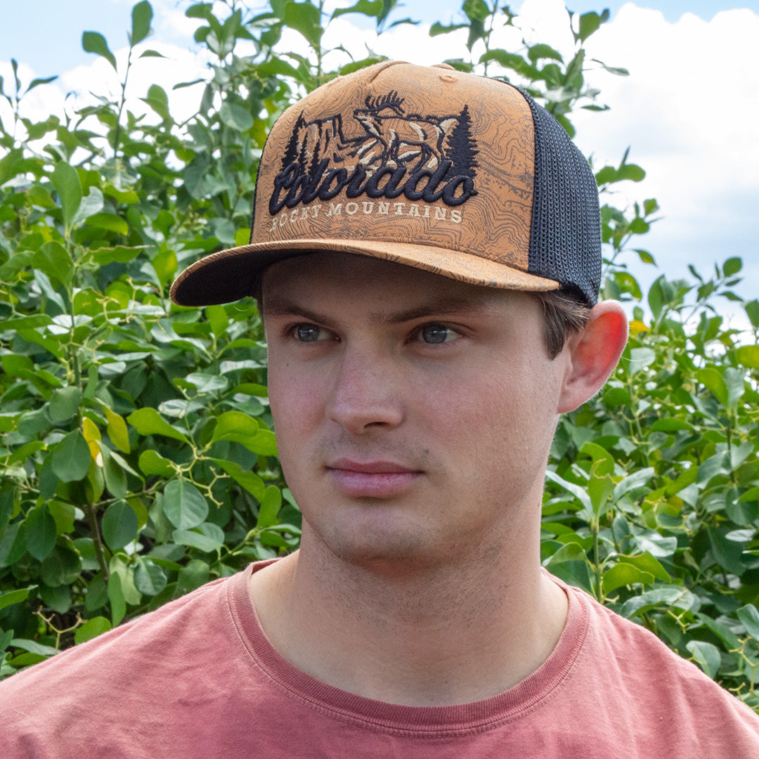 Saloon - Canvas/Black Topo Structured Trucker Hat - Embroidered