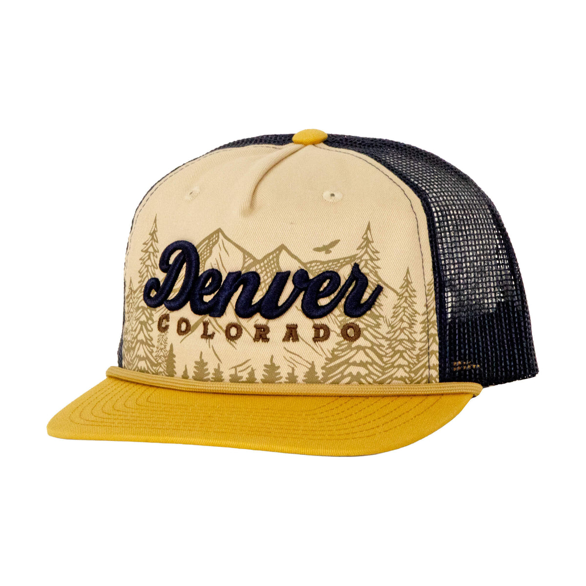 Draft - Denver - Sketched Landscape Hat - Flat - Beige/Amber/Yellow - Embroidered