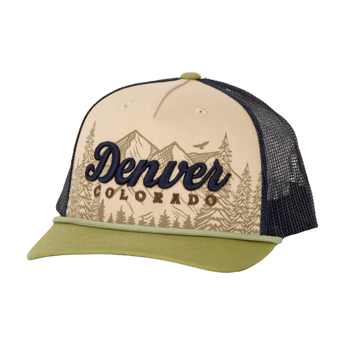 Draft - Denver - Sketched Landscape Structured Hat - Beige/Desert - Embroidered