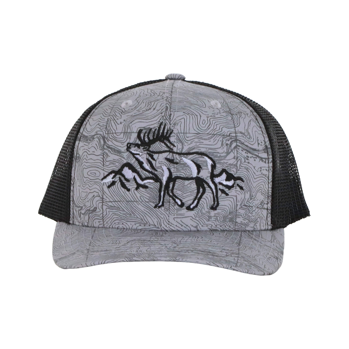 Roaming Elk - Grey/Black Topo Trucker Hat