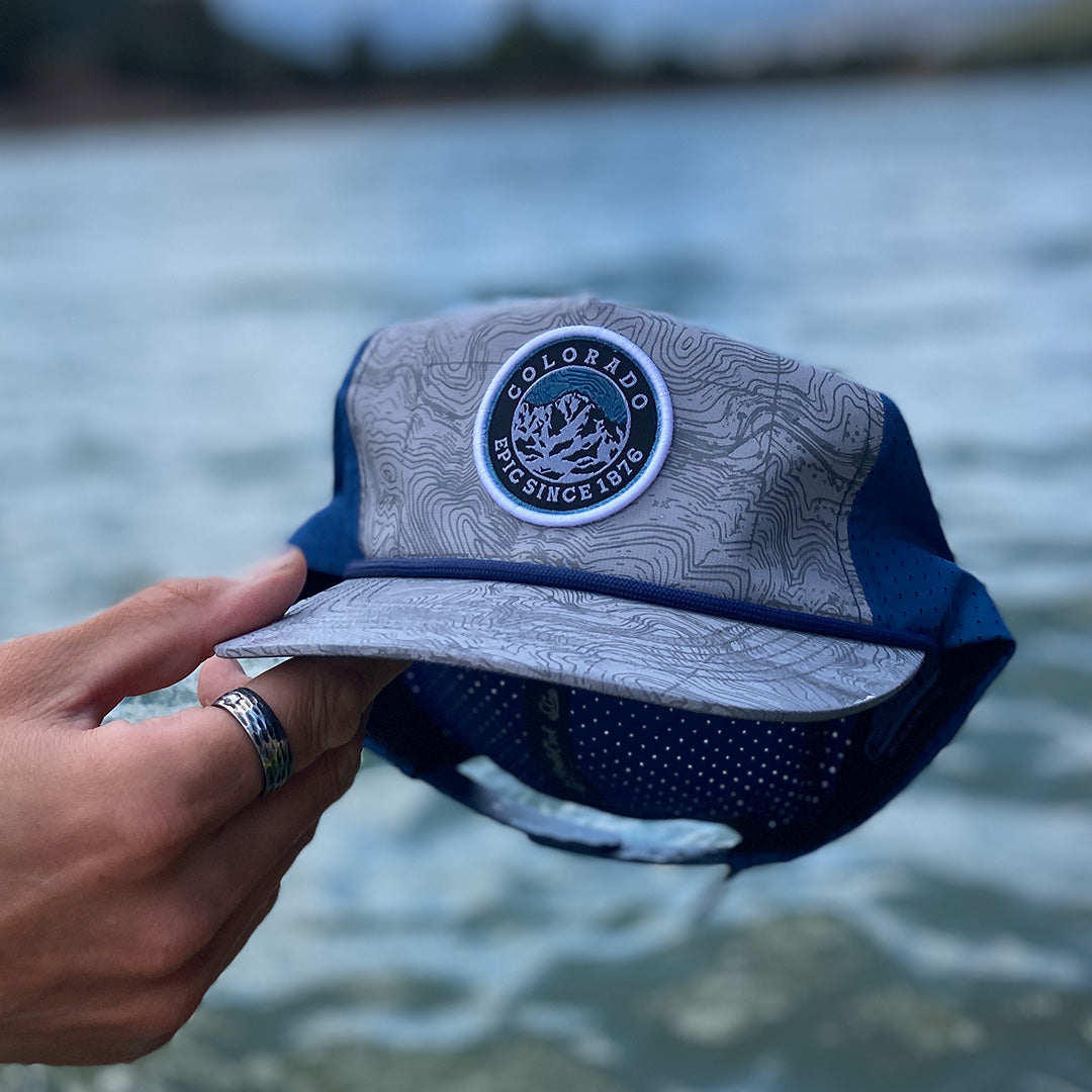Sneffels Circle Patch Hat - Gray/Indigo - Flat