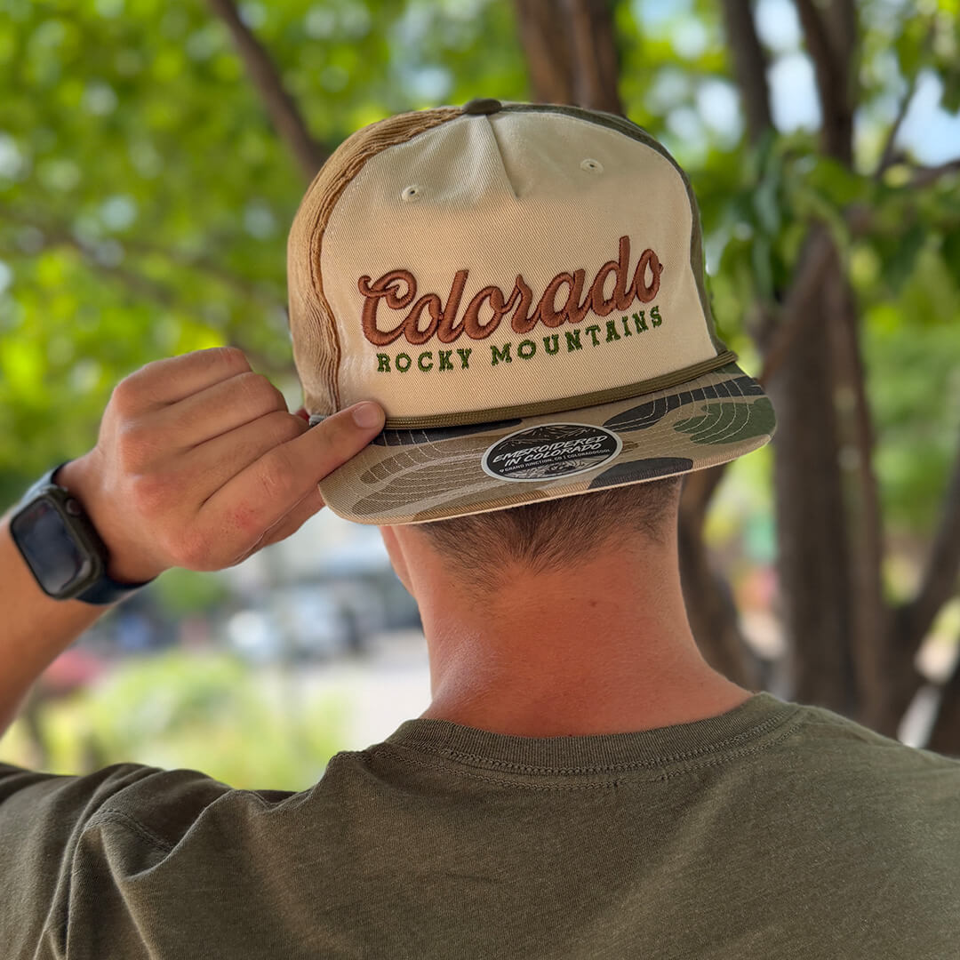 Draft - Beige/Camo Multi Fabric Hat - Embroidered