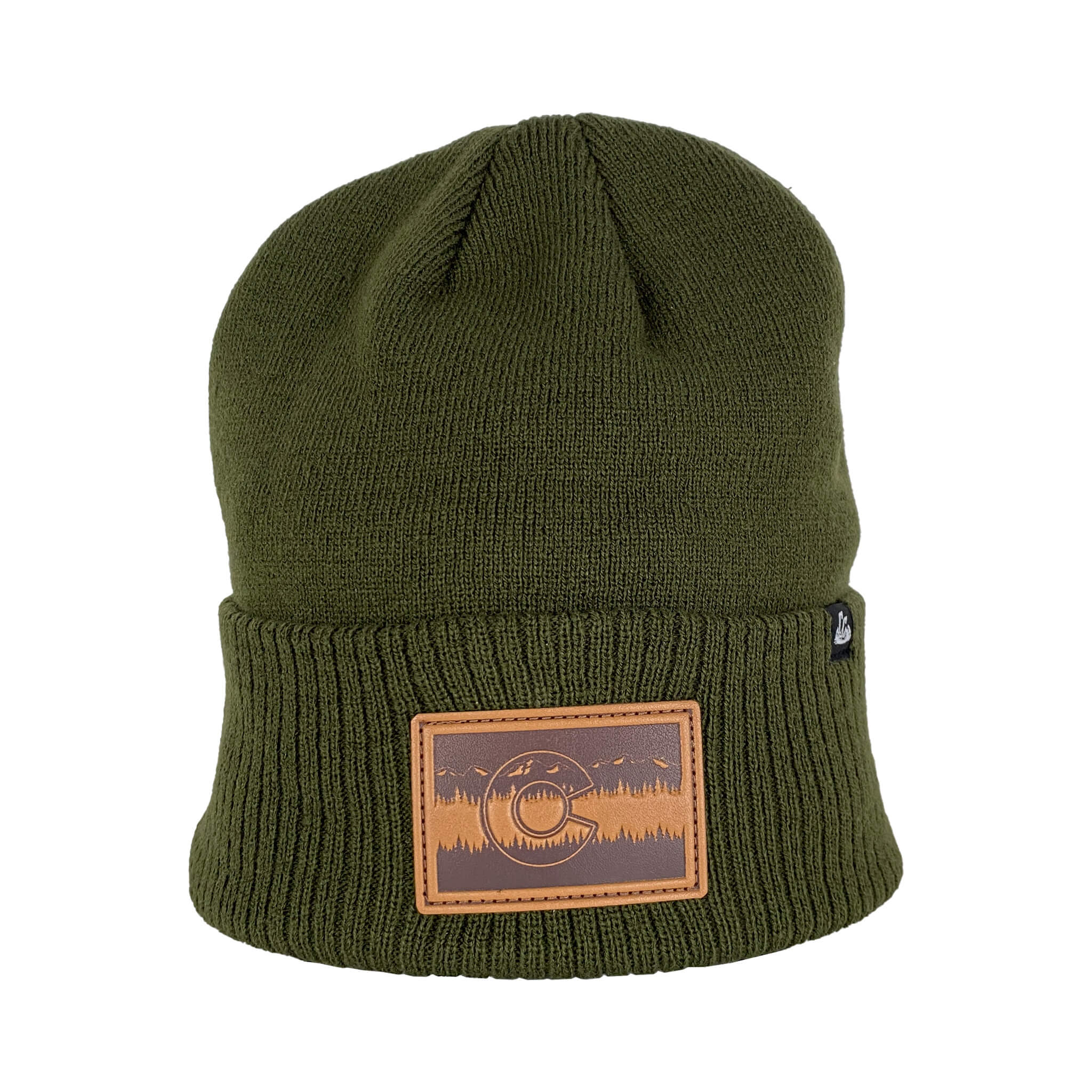 Treeline Leather Beanie - Military Green