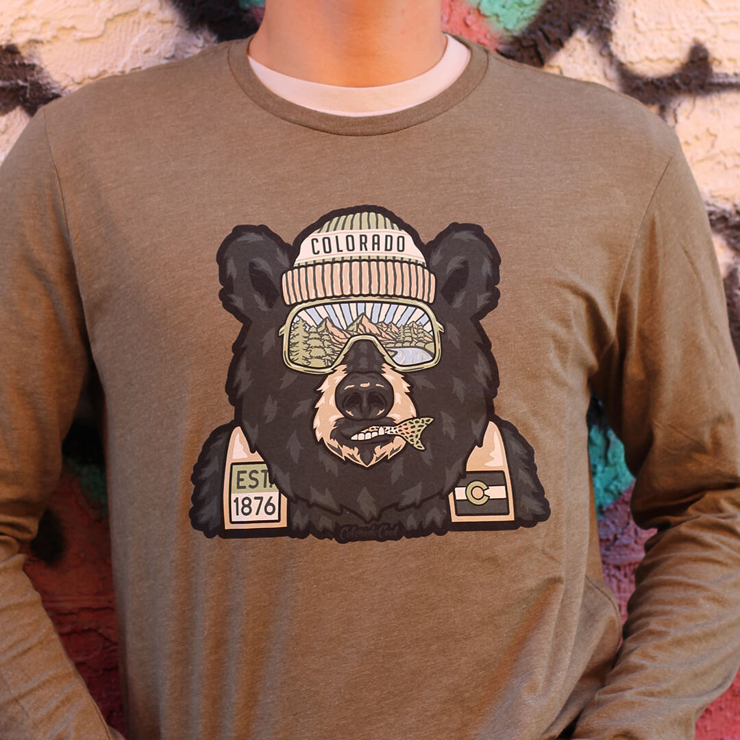 Backwoods Bear - Long Sleeve T-Shirt - Military Green