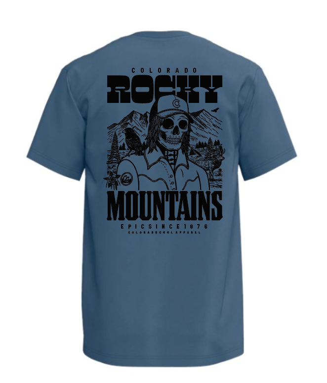 Rocky Mountain Skeleton T-Shirt - Blue Jean