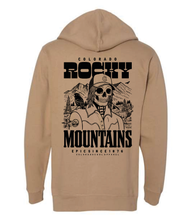 Rocky Mountain Skeleton Zip-Up Hoodie - Sandstone