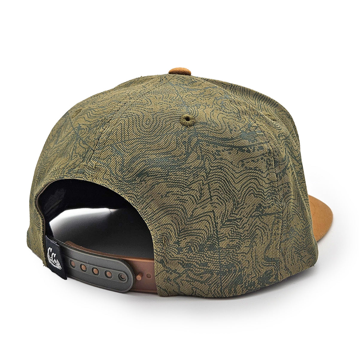 Red Rocks Topo Flatbill Hat- Olive/Canvas - Retro Patch