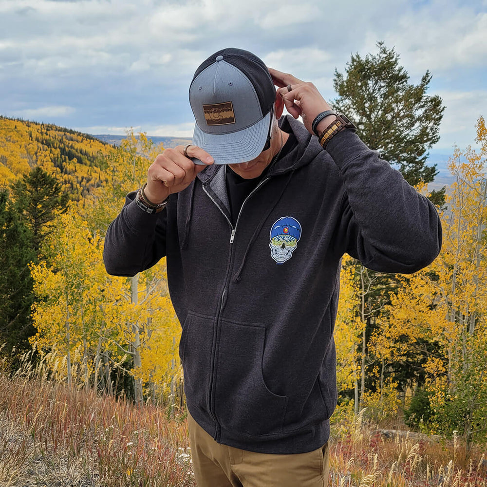 Blue Sugar Skull Men's Zip Up Hoodie