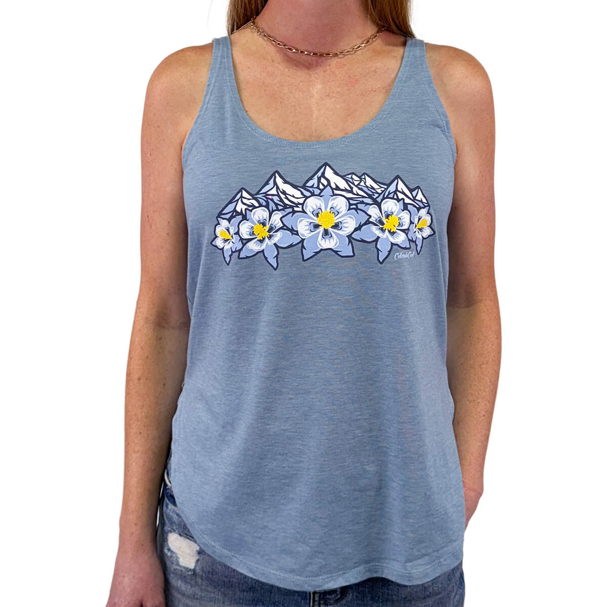 Floral Range Tank Top - Women's - Stonewashed Denim