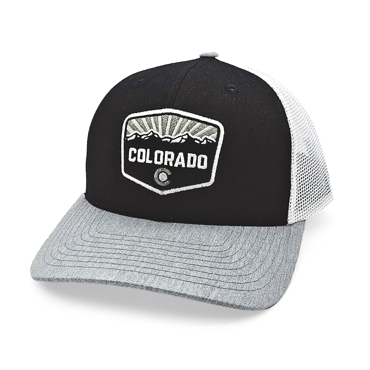 Front Range Trucker Hat - Black/White/Hthr Gray