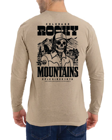 Rocky Mountain Skeleton Long Sleeve T-Shirt - Tan