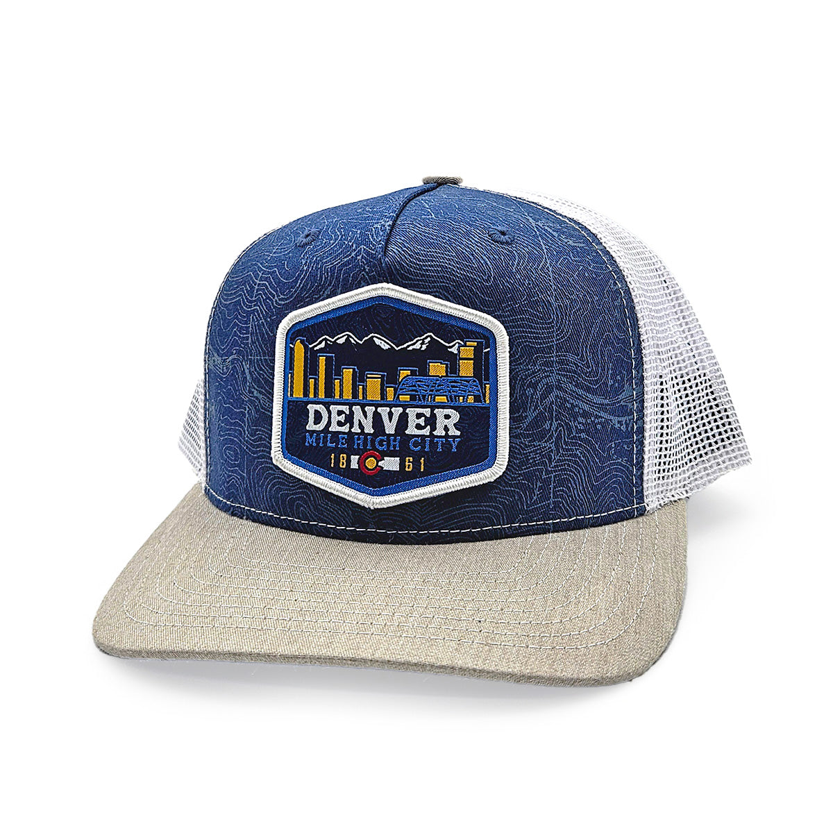 Denver Mile High City - Topo Trucker Hat - Navy/Hthr Gry/Wht