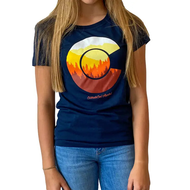 Treeline Women's T-Shirt - Navy/Sunset