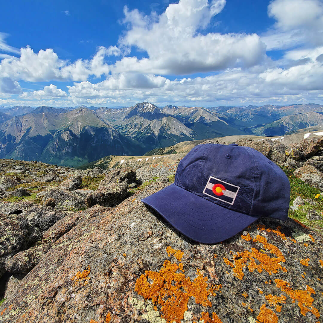 colorado flag hat with mountains