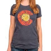 Colorado Flag Collage T-Shirt Womens - Vintage Navy