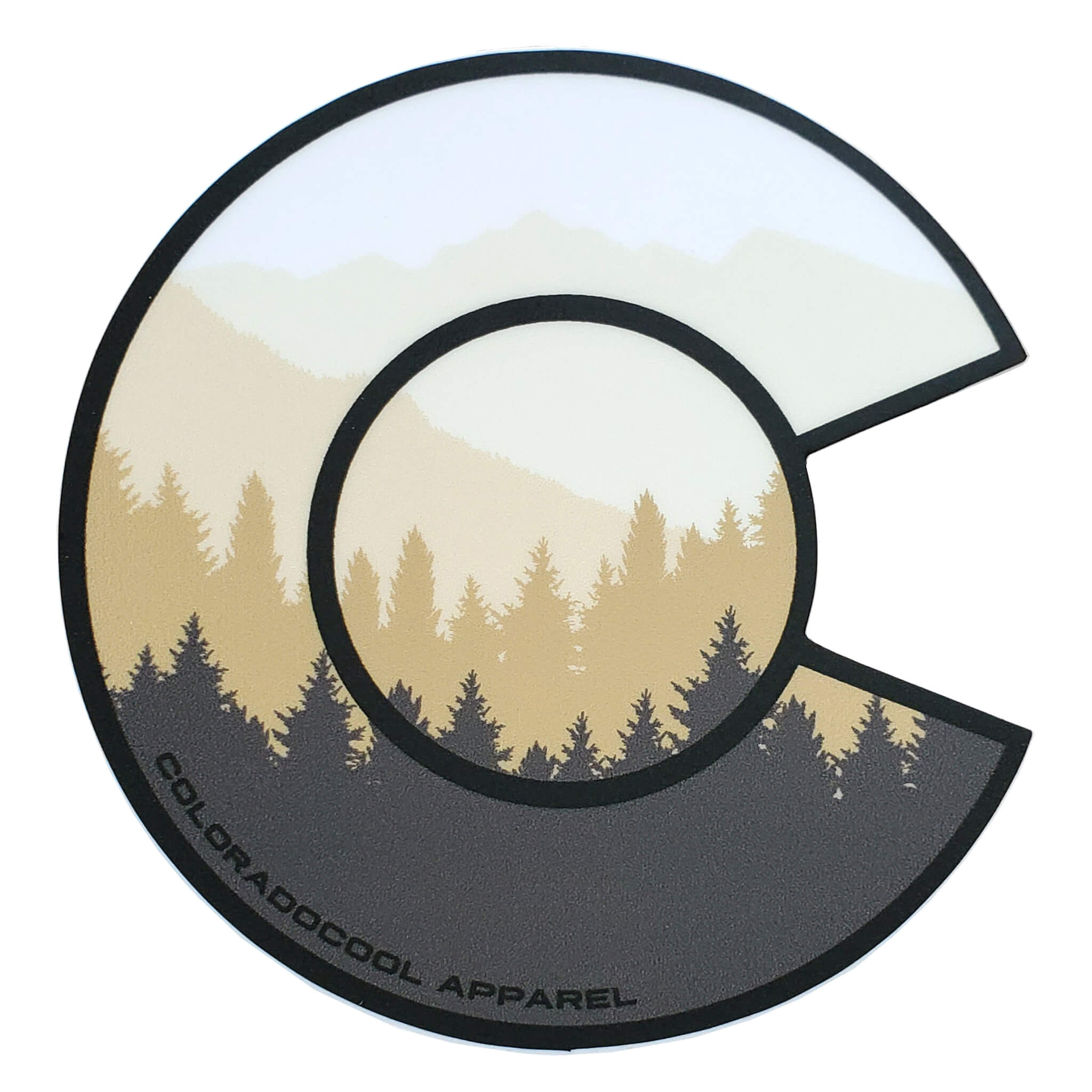 Layered Mountain Sticker - Khaki