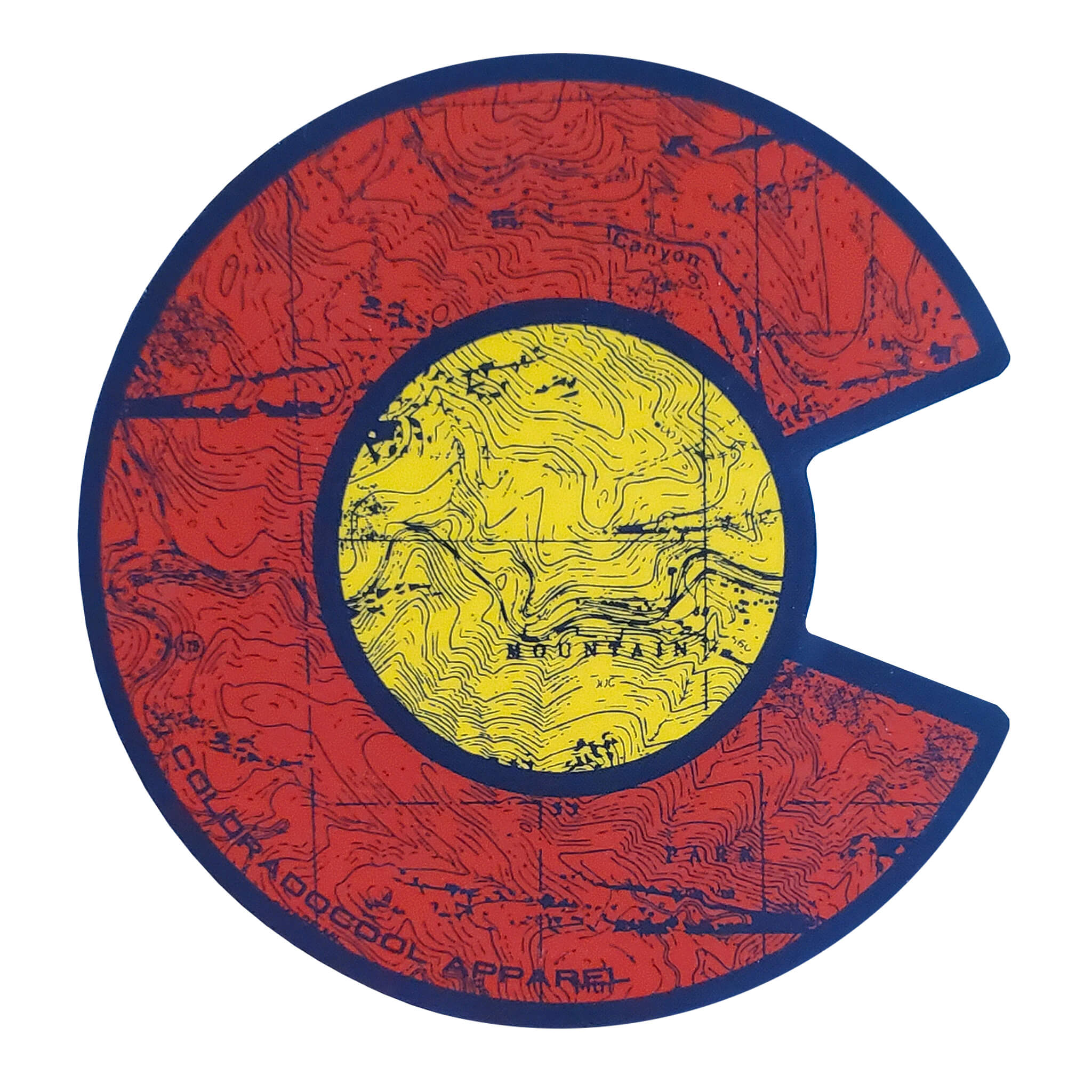Colorado Flag Sticker - Topo Map