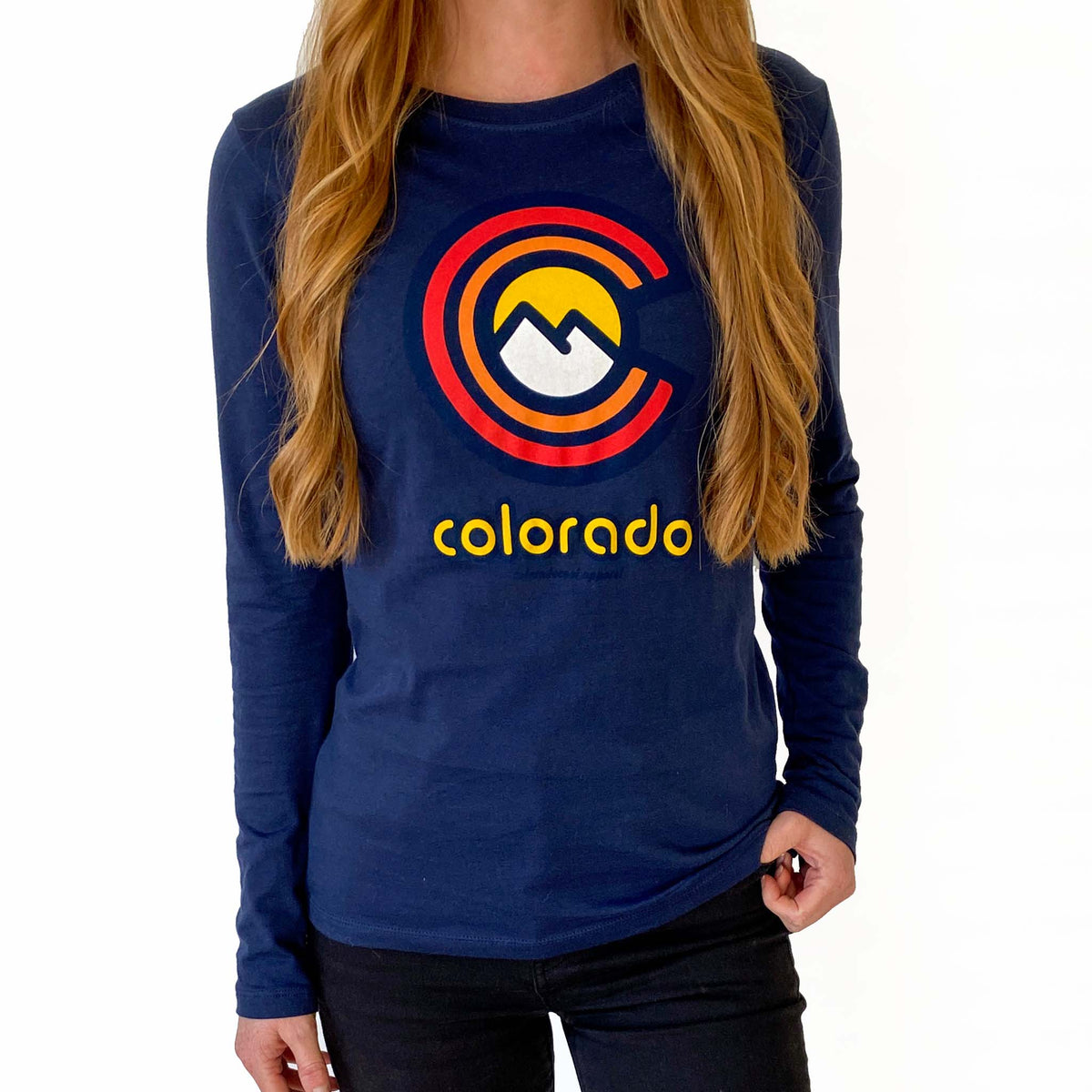 ColoradoCool Apparel Colorado Flag Womens Longsleeve Shirt - Far Out Design - Local Colorado Apparel Small